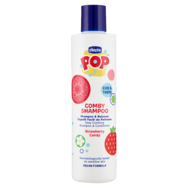 Chicco Pop Comby Shampoo & Balsamo Capelli Facili da Pettinare Strawberry Candy 250 mL