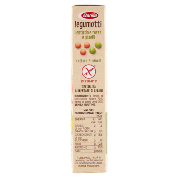 Barilla Legumotti Lenticchie Rosse e Piselli in Chicchi 100% Farina di Legumi 300g