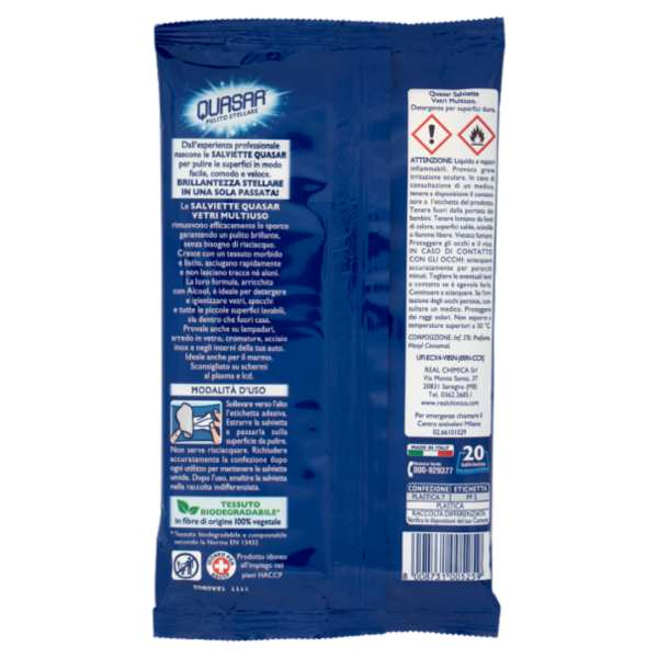 Quasar Salviette Vetri Multiuso 20 pz