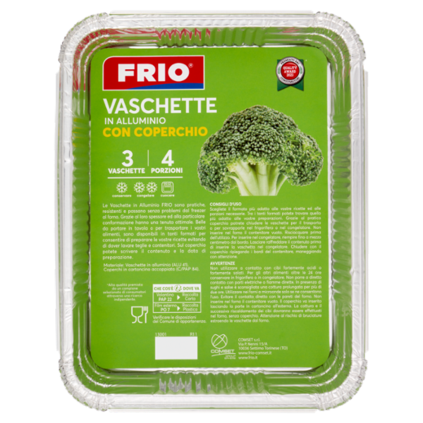 Frio Vaschette in Alluminio con Coperchio 4 Porzioni 3 pz