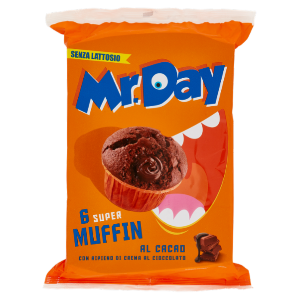 Mr.Day 6 Super Muffin al Cacao con Ripieno di Crema al Cioccolato 6 x 50 g