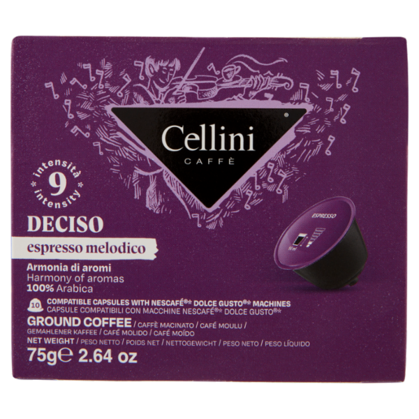 Cellini Caffè Deciso espresso melodico 10 Capsule Compatibili 75 g