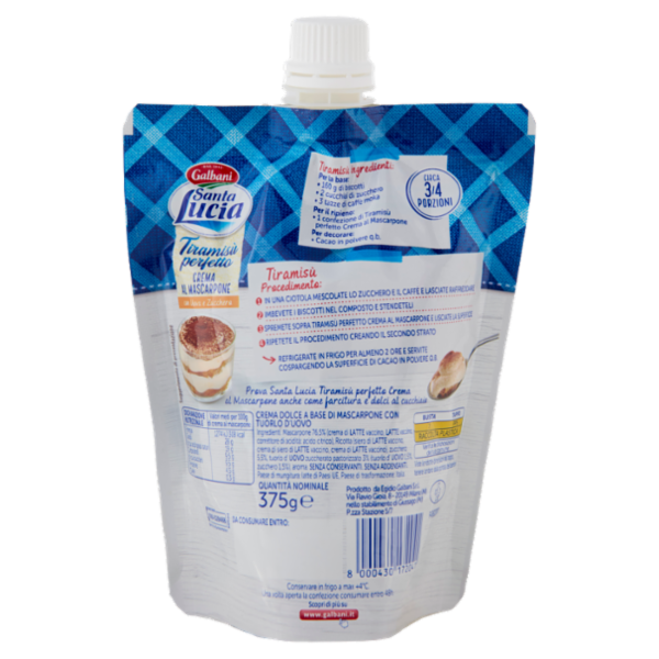 Galbani Santa Lucia Tiramisù perfetto Crema al Mascarpone 375 g