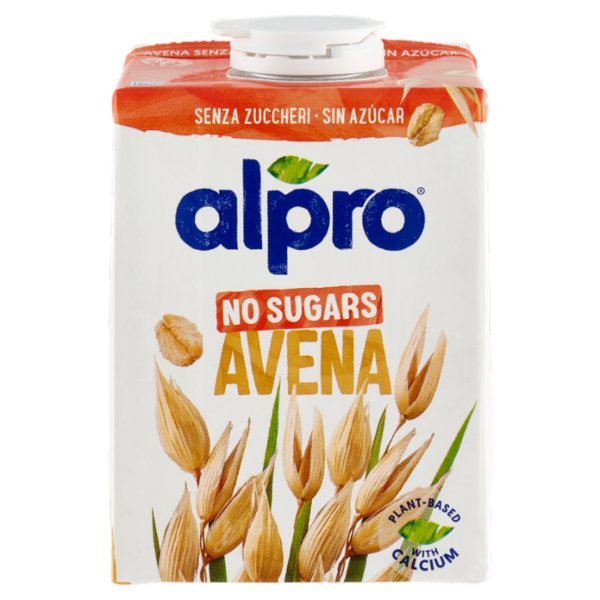 Alpro Senza Zuccheri Avena, Bevanda 100% Vegetale, Basso Contenuto di grassi, Senza Lattosio, 500ml