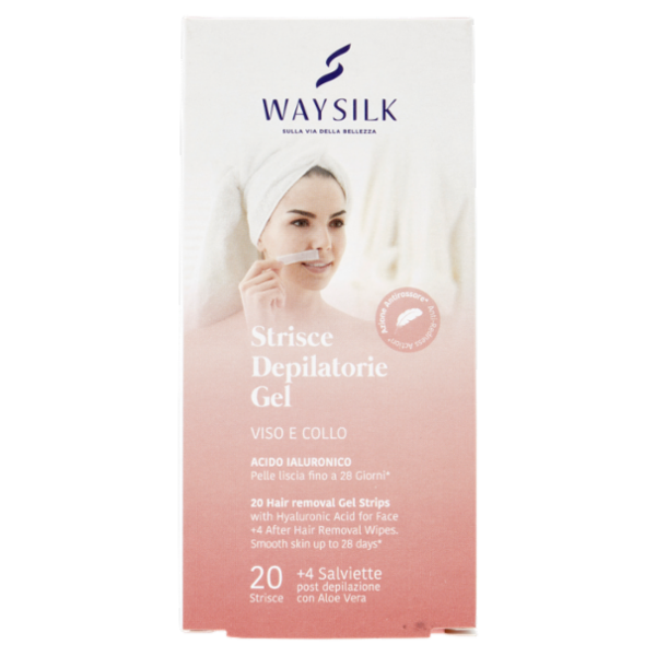 Waysilk Strisce Depilatorie Gel Viso e Collo 20 pz + 4 Salviette