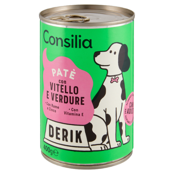 Consilia Derik Paté per Cane con Vitello e Verdure 400 g