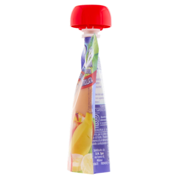MELLIN Merenda di Frutta 100% con Carota e Vit C, Mela Fragola e Banana, dal 6° mese, Pouch 90 g