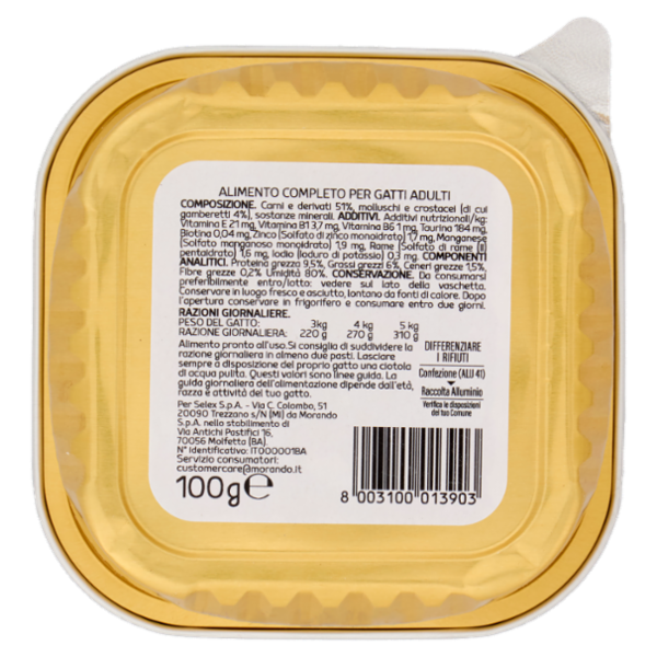 Selex Amico Mio Paté per Gatto con Gamberetti 100 g