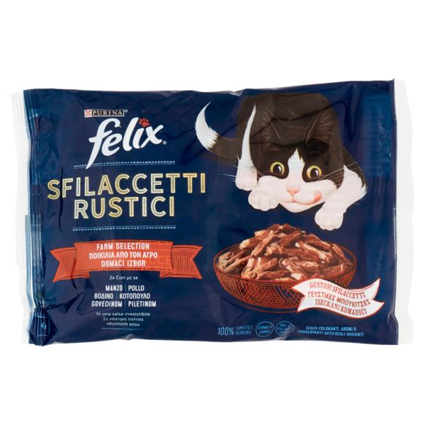 FELIX Sfilaccetti Rustici Farm Selection (Manzo & Pollo) 4 x 80 g