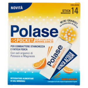 Polase Pocket, Magnesio e Potassio, Integratore Per Stanchezza e Fatica, 14 Stick Orosolubili 37 g