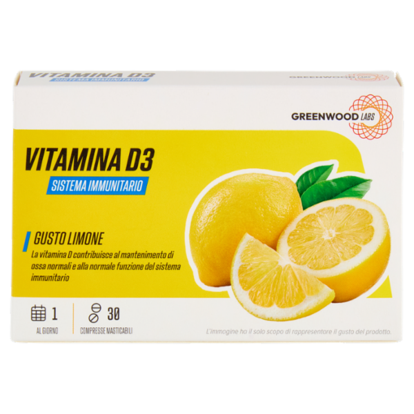 Greenwood Labs Vitamina D3 Sistema Immunitario 30 Compresse Masticabili 12 g