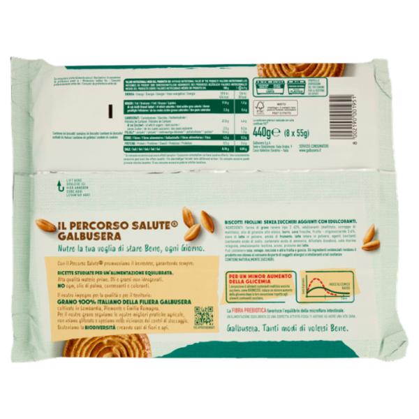 Galbusera BuoniCosi Senza Zuccheri Aggiunti Frollino Classico 8 x 55 g