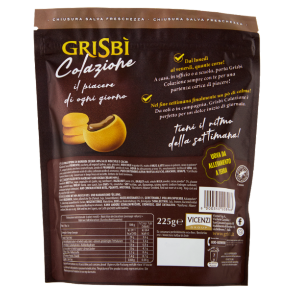 Grisbì Colazione con Crema di Nocciole e Cacao 225 g