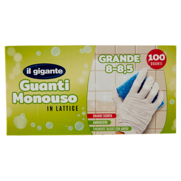 IL GIGANTE Guanti Monouso in Lattice Grande 8 - 8,5 100 Guanti