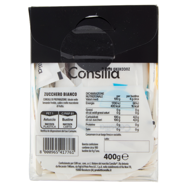 Consilia Zucchero Bianco 100 Bustine da 4 g
