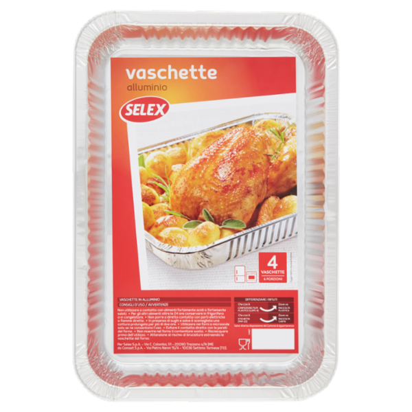 Selex Contenitore in Alluminio 31x21x4,5 cm 4 pezzi