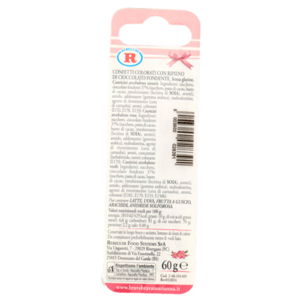 Mariarosa dolci Cuoricini con Cuore di Cioccolato Fondente Rosa 60 g