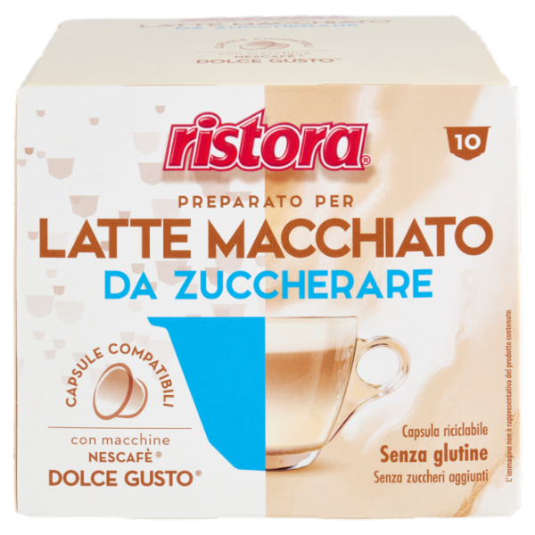 ristora Latte Macchiato da Zuccherare Capsule Compatibili con macchine Nescafè Dolce Gusto 10 x 13 g