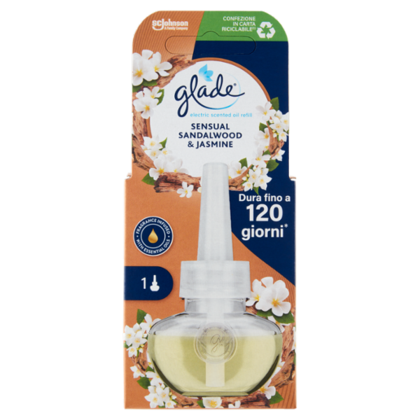 Glade® Liquido Elettrico Ricarica, Profumatore per ambienti, Fragranza Sandalo e Gelsomino 20ml