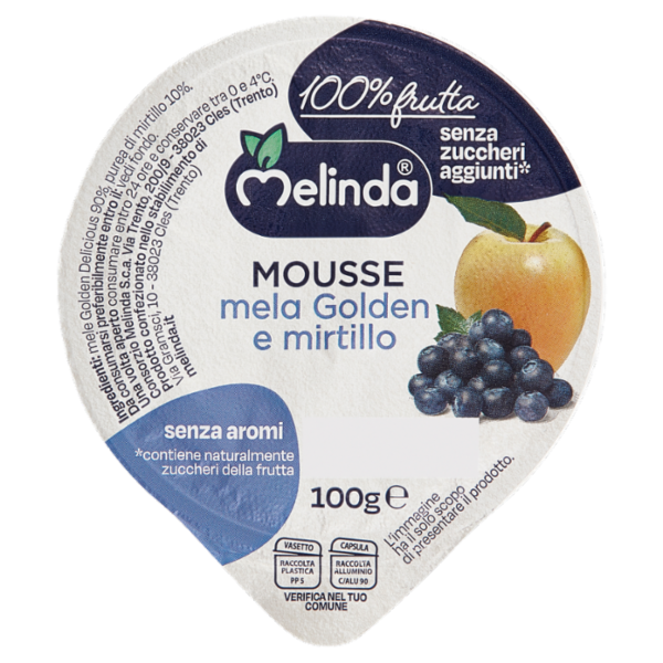 Melinda Mousse mela Golden e mirtillo 100 g