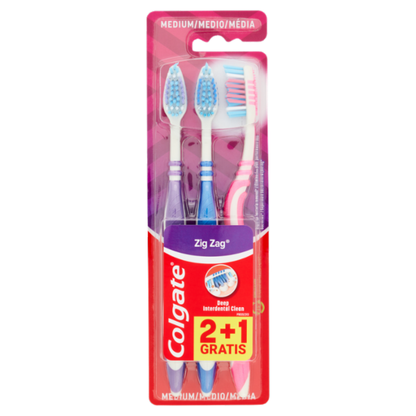 Colgate spazzolino Zig Zag pulizia profonda, medio, 3 pezzi