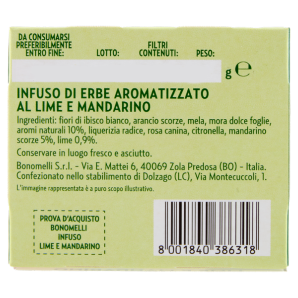 Bonomelli Infusi Fruttosi 100% Naturali Lime e Mandarino 12 Filtri 24 g
