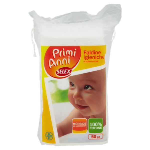 Selex Primi Anni Faldine Igieniche in Puro Cotone 60 pezzi