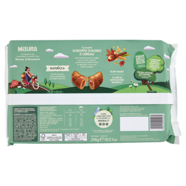 Misura Naturìcca Cornetti Sciroppo d'Acero e Cereali Plant Based 6 x 49,7 g