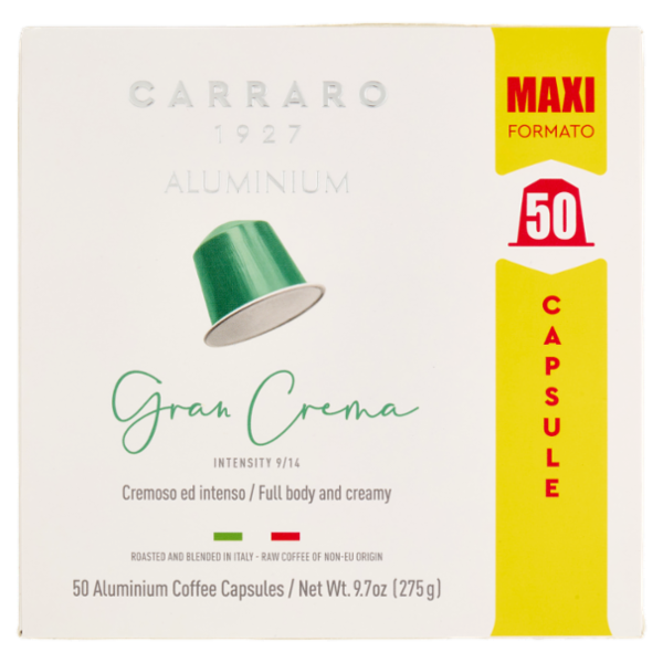 Carraro Gran Crema Aluminium Coffee Capsules 50 x 5,5 g