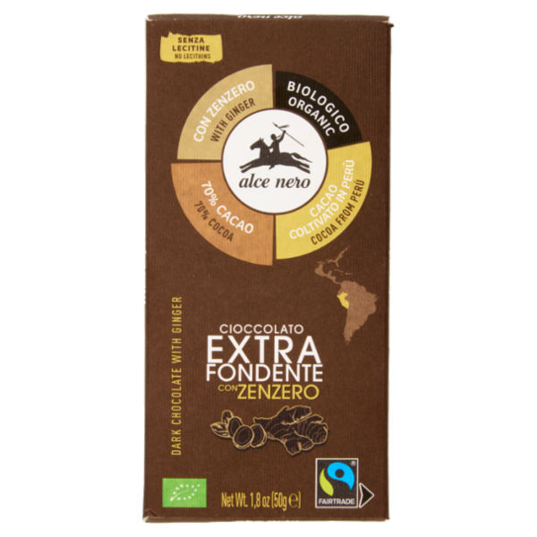 alce nero Cioccolato Extra Fondente con Zenzero 50 g