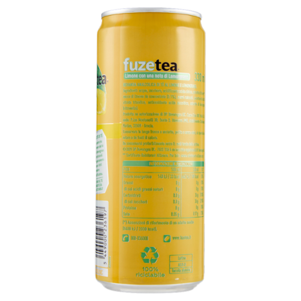 FUZE TEA, Tè Nero Limone con una nota di Lemongrass Sleek Can 330ml