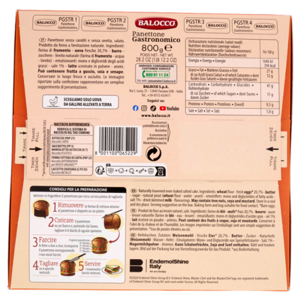 Balocco Panettone Gastronomico da Farcire 800 g