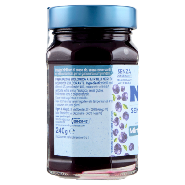 Rigoni di Asiago Natù Senza Zuccheri Aggiunti° Mirtilli neri di bosco bio 240 g
