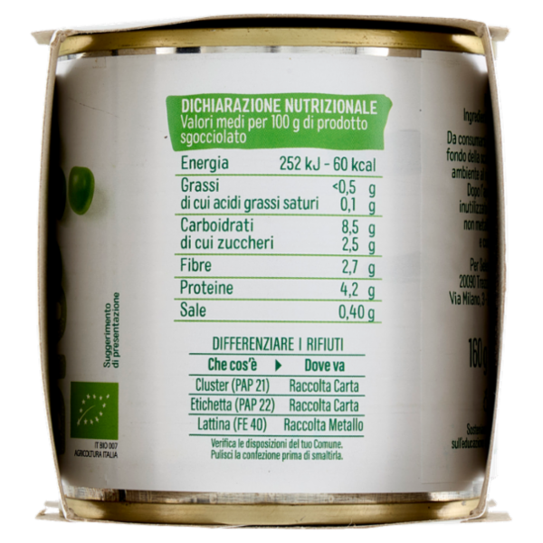 Selex Natura Chiama Piselli Cotti al Vapore Biologici 2x160 g