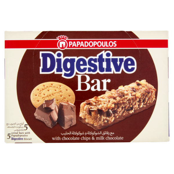 Papadopoulos Digestive Bar with chocolate chips & milk chocolate 5 x 28 g