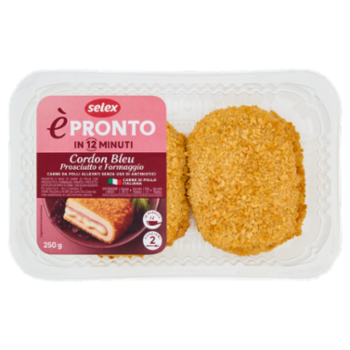 Selex è Pronto Cordon Bleu Di Pollo Allevato Senza Antibiotici Con Prosciutto e Formaggio 2x125 g