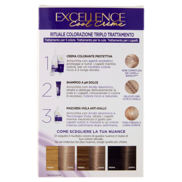 L'Oréal Paris Excellence Cool Creme Colorazione Triplo Trattamento Biondo Chiaro Ultra Freddo 8.11