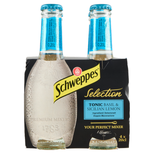 Schweppes Selection Tonic Basil & Sicilian Lemon cluster 4 x 0,20L ow