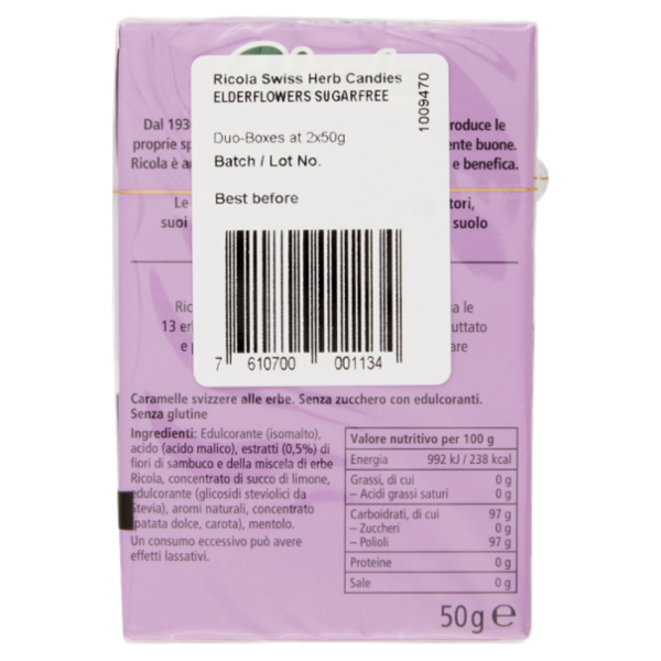 Ricola Fiori di Sambuco Senza Zucchero 2 x 50 g