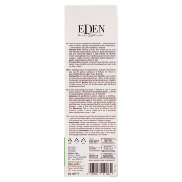 Eden Natural Comfort Crema per Calzature Neutro 50 ml