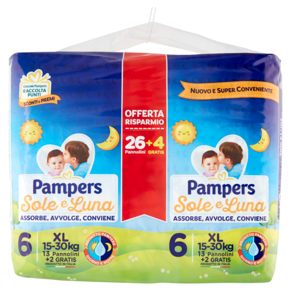Pampers Sole e Luna 6 XL 26 + 4 pz