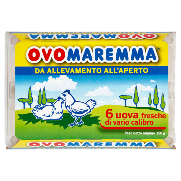 Ovomaremma 6 uova fresche di vario calibro da Allevamento all'Aperto 350 g