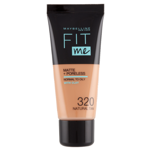 Maybelline New York Fondotinta Fit Me Matte&Poreless, Finish Opacizzante, 320 Natural Tan
