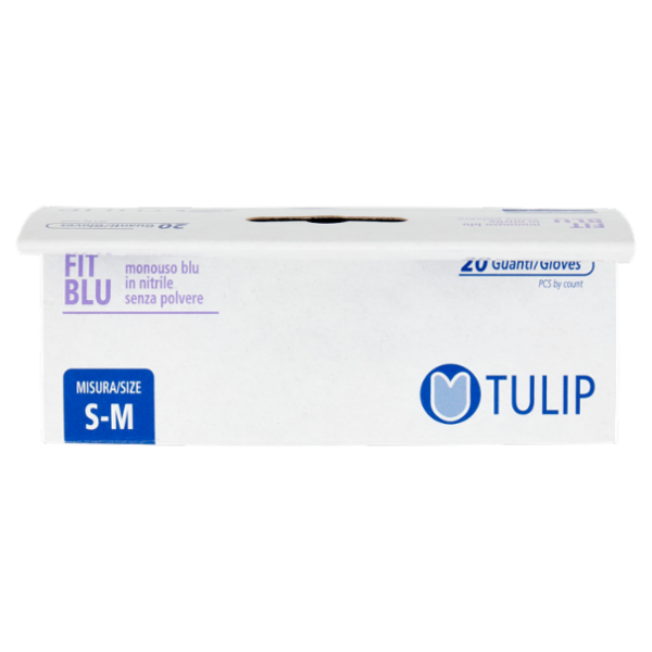 Tulip Fit Blu Guanti monouso blu in nitrile senza polvere Misura S-M 20 pz
