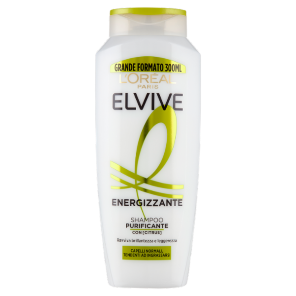 Elvive Energizzante Shampoo Purificante, per Capelli Normali, Tendenti ad Ingrassarsi, 300 ml