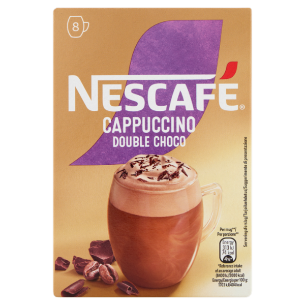NESCAFÉ Cappuccino Double Choco Solubile con Cacao 8 Bustine 148g