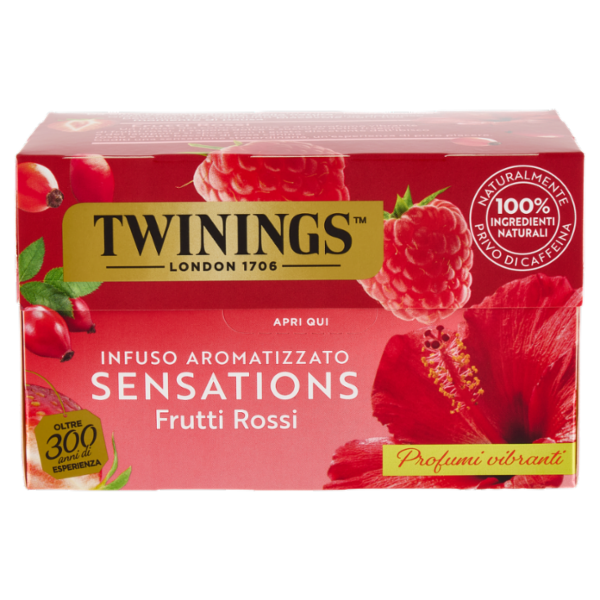 Twinings Frutti Rossi Infuso Sensations alla fragola, lampone, ibisco e rosa canina 20 filtri 40