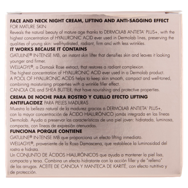 Dermolab Anti Età Plus+ Notte Crema Viso e Collo Effetto Lifting Anti-Cedimento 50 ml