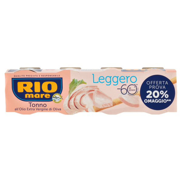 Rio mare Tonno all'Olio Extra Vergine di Oliva Leggero 4 x 60 g