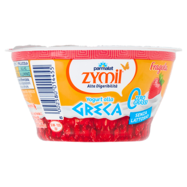 ZYMIL Alta Digeribilità Senza Lattosio Yogurt alla Greca Zero Grassi Fragola 150g